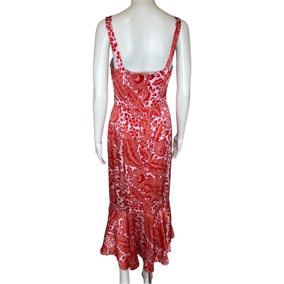 JCREW Collection Fitted Luster Crepe Flare-Hem Dress Coral Floral Print 2 - Picture 6 of 8